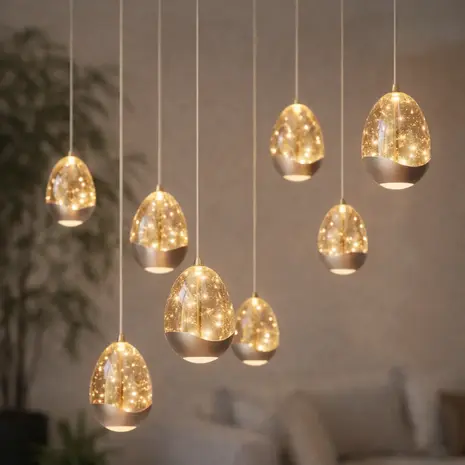 Highlight Hanglamp Egg 8 lichts L 115 x B 18 cm champagne