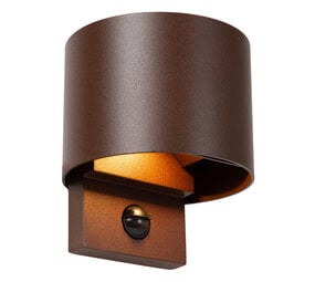 Lucide TADZIO - Wandlamp Binnen/Buiten - LED - CCT - 1x7W 2700K/4000K - IP65 - Bewegingssensor - Roest bruin - Essential