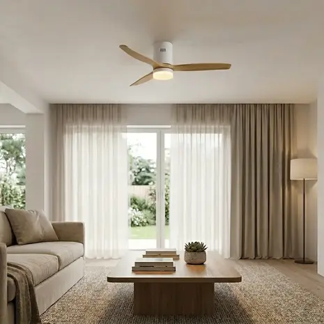 CristalRecord Plafondventilator Nine Ø 132 cm hout wit