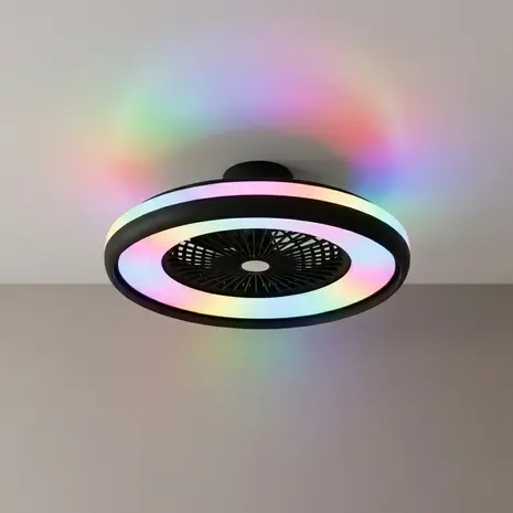 Freelight Plafondventilator Ventola Tuya Ø 60 cm RGB zwart Freelight Plafondventilator Ventola Tuya Ø 60 cm RGB zwart