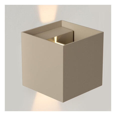 ARMIN - Wandspot / Wandlamp Binnen/Buiten - LED - CCT - 2x3,5W 2700K/4000K - IP54 - Taupe | Essential ARMIN - Wandspot / Wandlamp Binnen/Buiten - LED - CCT - 2x3,5W 2700K/4000K - IP54 - Taupe | Essential