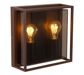 COZETTE - Wandlamp Binnen/Buiten - 2xE27 - IP65 - Roest bruin | Essential COZETTE - Wandlamp Binnen/Buiten - 2xE27 - IP65 - Roest bruin | Essential