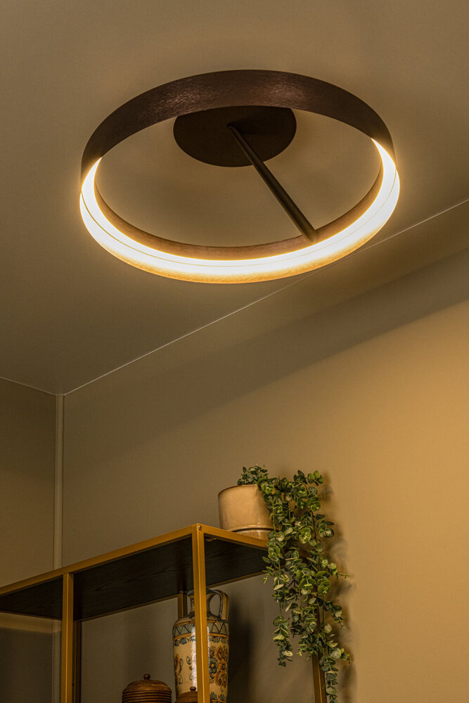 Lucide LEONARD - Plafonnière - Ø 54,5 cm - LED 3 StepDim - CCT - 1x35W 2200K/3000K - Koffie - Vibes Lucide LEONARD - Plafonnière - Ø 54,5 cm - LED 3 StepDim - CCT - 1x35W 2200K/3000K - Koffie - Vibes