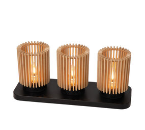 KIM - Oplaadbare Tafellamp - Accu/Batterij - Ø 8 cm - LED 3 StepDim - 3 StepDim - Lichte houtlook - Set van 3 | Essential