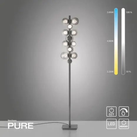 Neuhaus PURE Vloerlamp Popup H 160 cm donker grijs Neuhaus PURE Vloerlamp Popup H 160 cm donker grijs