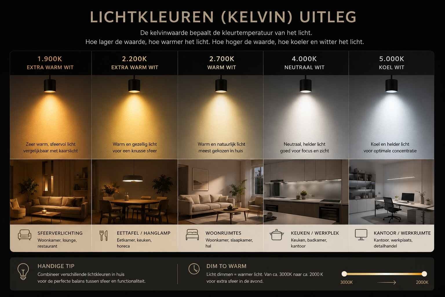 Welke kelvin gebruik je in welke ruimte