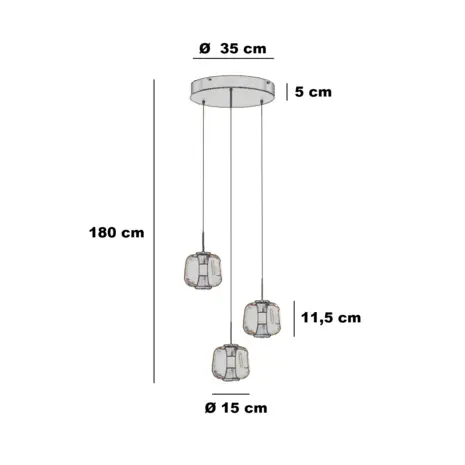 Freelight Hanglamp Rosa 3 lichts Ø 30 cm comfortlift rosé goud Freelight Hanglamp Rosa 3 lichts Ø 30 cm comfortlift rosé goud