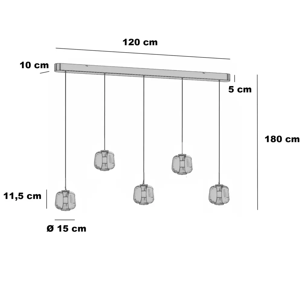 Freelight Hanglamp Rosa 5 lichts L 120 cm comfortlift rosé goud Freelight Hanglamp Rosa 5 lichts L 120 cm comfortlift rosé goud