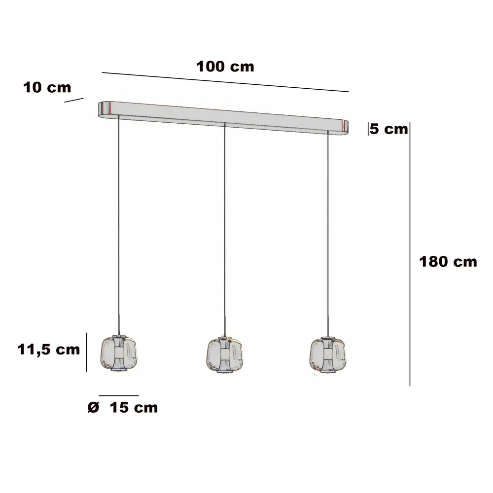 Freelight Hanglamp Rosa 3 lichts L 100 cm comfortlift rosé goud Freelight Hanglamp Rosa 3 lichts L 100 cm comfortlift rosé goud