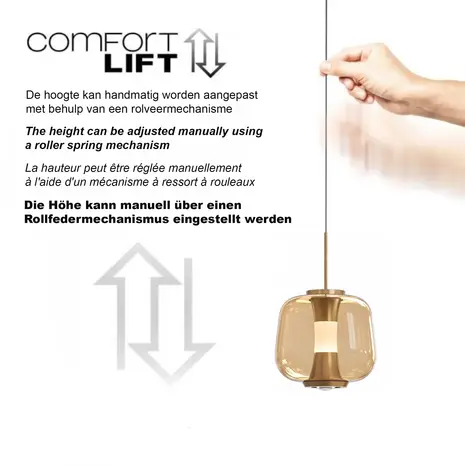 Freelight Hanglamp Rosa 1 lichts Ø 21 cm comfortlift rosé goud Freelight Hanglamp Rosa 1 lichts Ø 21 cm comfortlift rosé goud