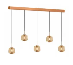 Freelight Hanglamp Rosa 5 lichts L 120 cm comfortlift rosé goud Freelight Hanglamp Rosa 5 lichts L 120 cm comfortlift rosé goud