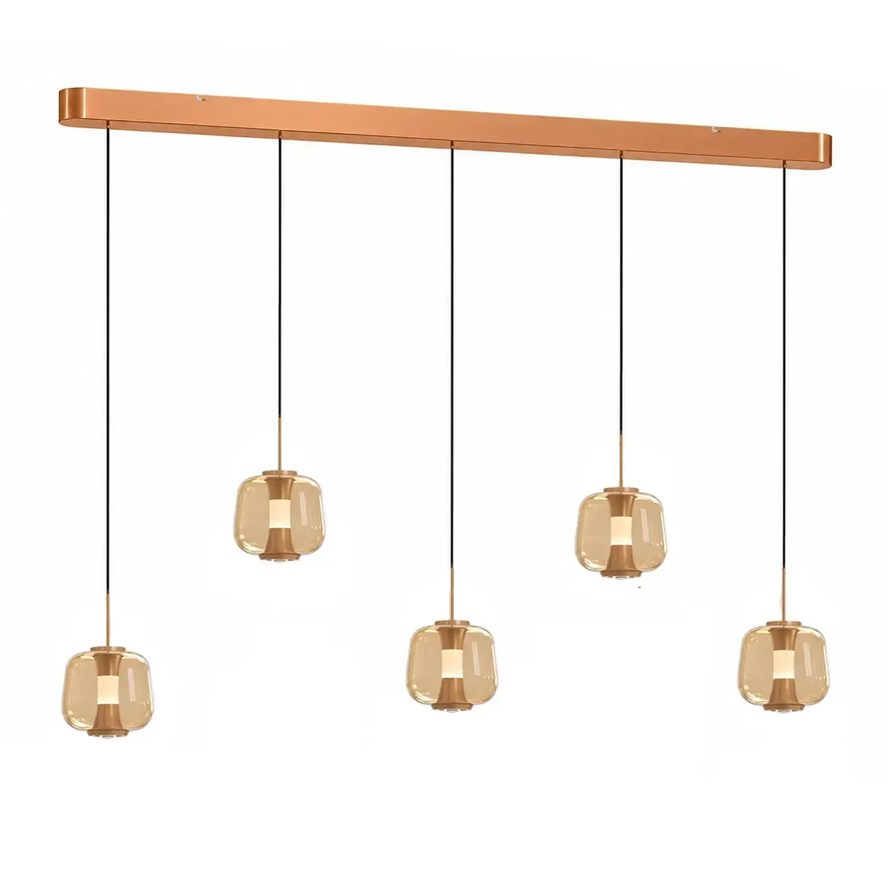 Freelight Hanglamp Rosa 5 lichts L 120 cm comfortlift rosé goud