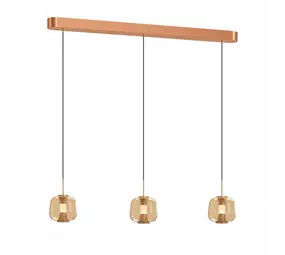 Freelight Hanglamp Rosa 3 lichts L 100 cm comfortlift rosé goud Freelight Hanglamp Rosa 3 lichts L 100 cm comfortlift rosé goud