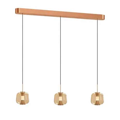 Freelight Hanglamp Rosa 3 lichts L 100 cm comfortlift rosé goud Freelight Hanglamp Rosa 3 lichts L 100 cm comfortlift rosé goud