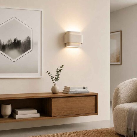 Artdelight Wandlamp Metz L 20 cm gips beige Artdelight Wandlamp Metz L 20 cm gips beige