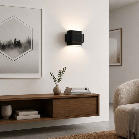 Artdelight Wandlamp Metz L 20 cm gips zwart Artdelight Wandlamp Metz L 20 cm gips zwart
