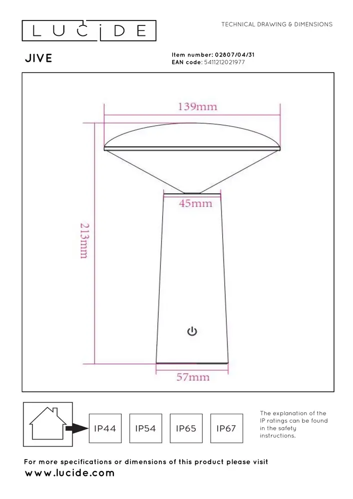 Lucide JIVE - Oplaadbare Tafellamp Binnen/Buiten - Accu/Batterij - Ø 13,7 cm - LED Dimb. - CCT - 1x3W 2800K/6500K - IP44 - Wit Lucide JIVE - Oplaadbare Tafellamp Binnen/Buiten - Accu/Batterij - Ø 13,7 cm - LED Dimb. - CCT - 1x3W 2800K/6500K - IP44 - Wit