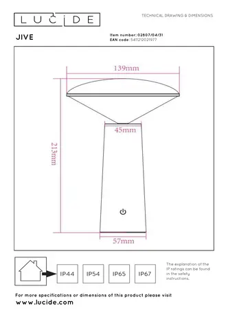 Lucide JIVE - Oplaadbare Tafellamp Binnen/Buiten - Accu/Batterij - Ø 13,7 cm - LED Dimb. - CCT - 1x3W 2800K/6500K - IP44 - Wit Lucide JIVE - Oplaadbare Tafellamp Binnen/Buiten - Accu/Batterij - Ø 13,7 cm - LED Dimb. - CCT - 1x3W 2800K/6500K - IP44 - Wit