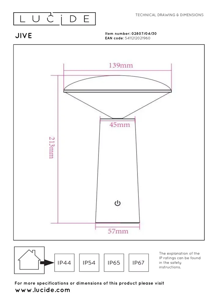 Lucide JIVE - Oplaadbare Tafellamp Binnen/Buiten - Accu/Batterij - Ø 13,7 cm - LED Dimb. - CCT - 1x3W 2800K/6500K - IP44 - Zwart Lucide JIVE - Oplaadbare Tafellamp Binnen/Buiten - Accu/Batterij - Ø 13,7 cm - LED Dimb. - CCT - 1x3W 2800K/6500K - IP44 - Zwart