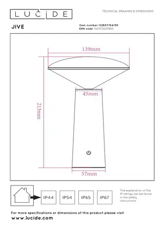 Lucide JIVE - Oplaadbare Tafellamp Binnen/Buiten - Accu/Batterij - Ø 13,7 cm - LED Dimb. - CCT - 1x3W 2800K/6500K - IP44 - Zwart Lucide JIVE - Oplaadbare Tafellamp Binnen/Buiten - Accu/Batterij - Ø 13,7 cm - LED Dimb. - CCT - 1x3W 2800K/6500K - IP44 - Zwart