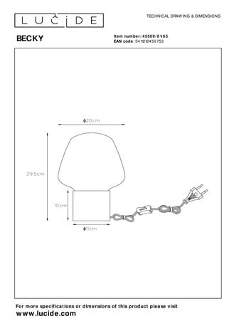 BECKY - Tafellamp - Ø 20 cm - 1xE27 - Fumé BECKY - Tafellamp - Ø 20 cm - 1xE27 - Fumé