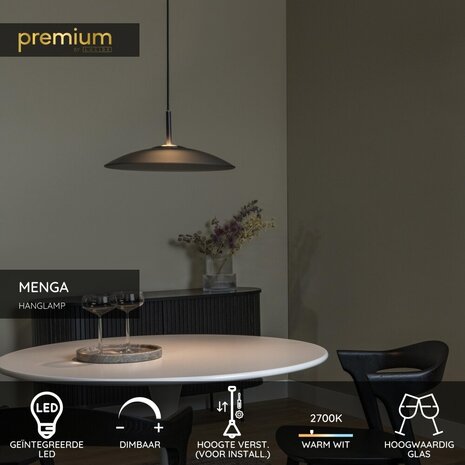 Lucide MENGA - Hanglamp - Ø 40 cm - LED Dimb. - 1x11W 2700K - Fumé - Premium Lucide MENGA - Hanglamp - Ø 40 cm - LED Dimb. - 1x11W 2700K - Fumé - Premium