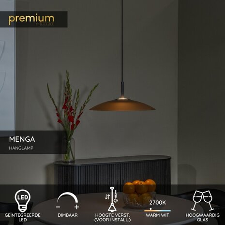 Lucide MENGA - Hanglamp - Ø 40 cm - LED Dimb. - 1x11W 2700K - Amber - Premium