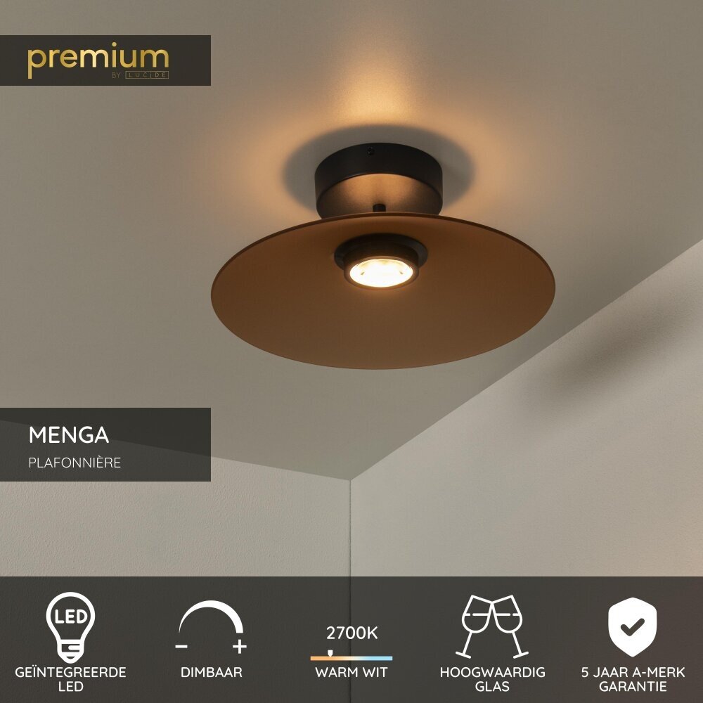 Lucide MENGA - Plafonnière - Ø 40 cm - LED Dimb. - 1x11W 2700K - Amber - Premium