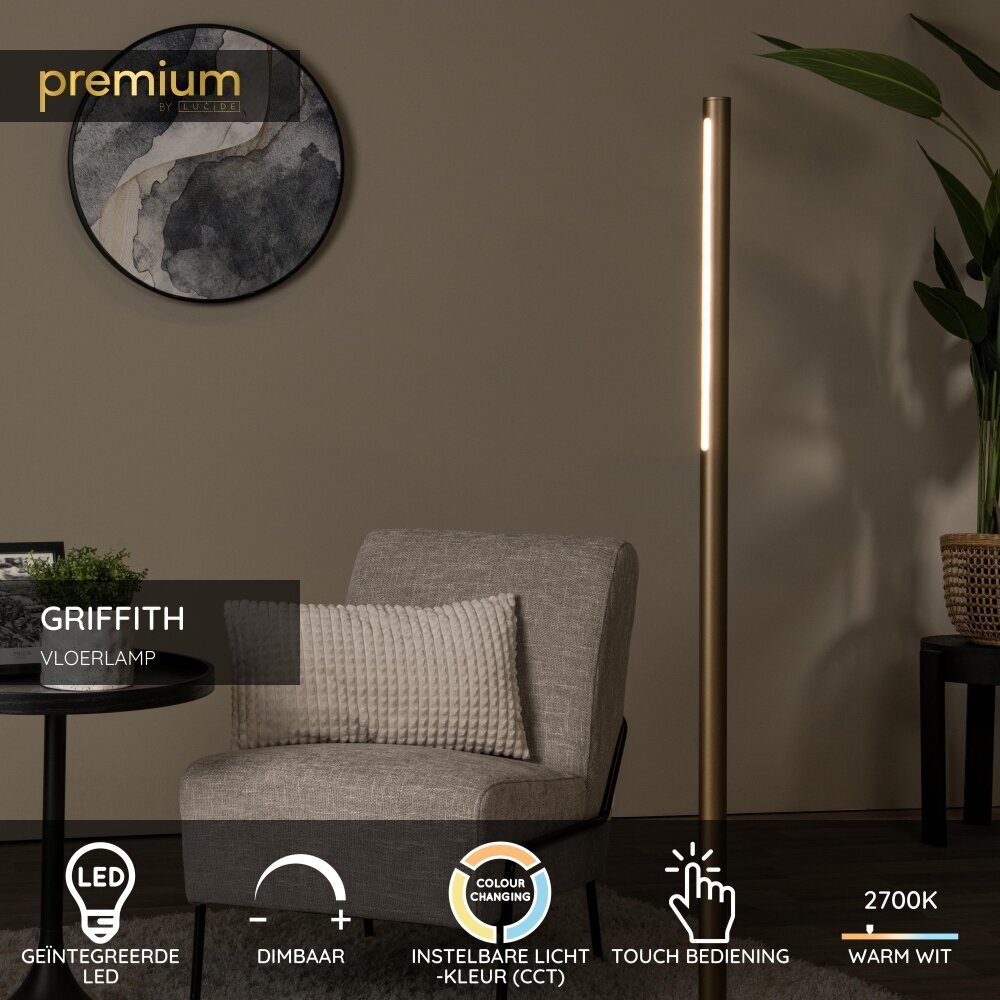 Lucide GRIFFITH - Vloerlamp - Ø 21 cm - LED Dimb. - CCT - 1x18W 2700K/4000K - Brons - Premium Lucide GRIFFITH - Vloerlamp - Ø 21 cm - LED Dimb. - CCT - 1x18W 2700K/4000K - Brons - Premium