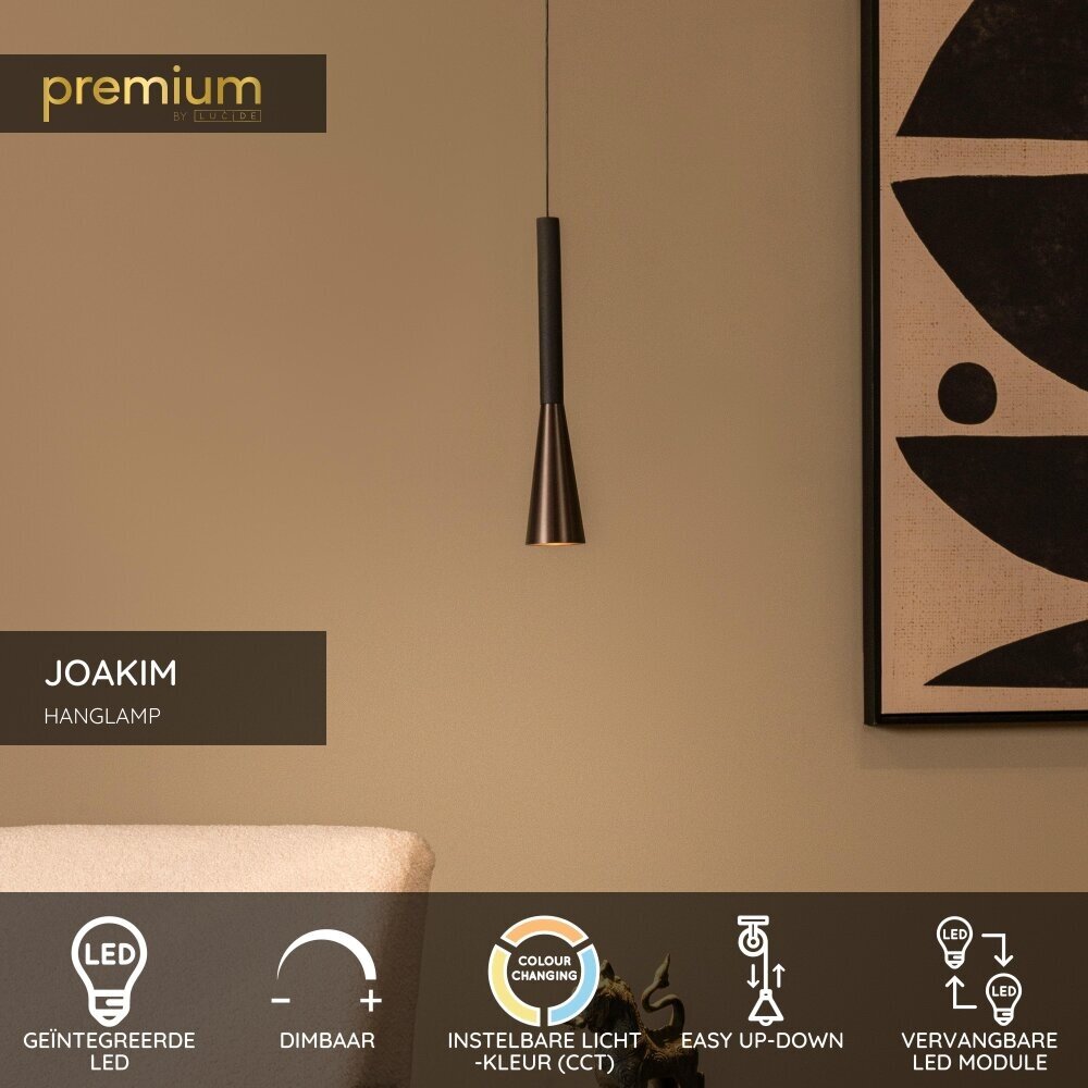 Lucide JOAKIM - Hanglamp - Ø 7,7 cm - LED Dimb. - CCT - 1x7W 2700K/4000K - Met vervangbare LED-module - Koffie - Premium