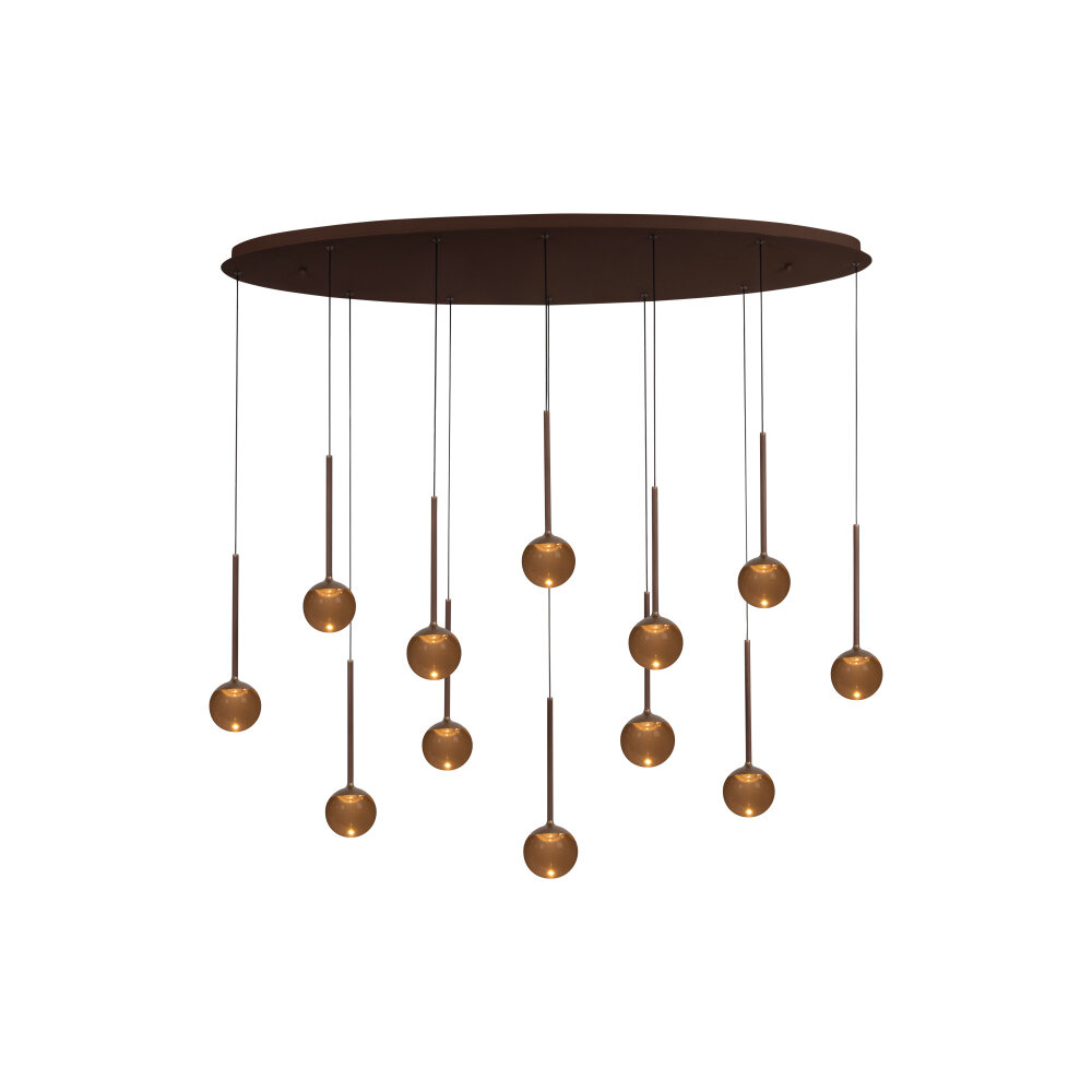 Lucide CALINA - Hanglamp - LED Dimb. - CCT - 12x7W 2200K/3300K - Met vervangbare LED-module - Koffie - Premium