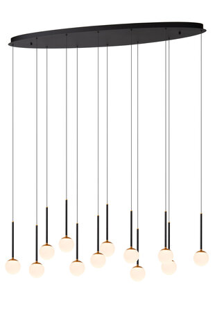 Lucide CALINA - Hanglamp - LED Dimb. - CCT - 12x7W 2200K/3300K - Met vervangbare LED-module - Zwart - Premium Lucide CALINA - Hanglamp - LED Dimb. - CCT - 12x7W 2200K/3300K - Met vervangbare LED-module - Zwart - Premium