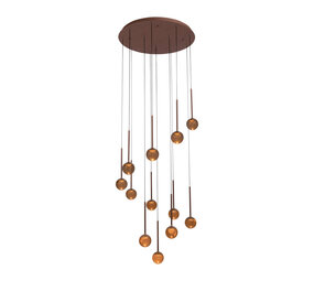 Lucide CALINA - Hanglamp - Ø 69,9 cm - LED Dimb. - CCT - 12x7W 2200K/3300K - Met vervangbare LED-module - Koffie - Premium