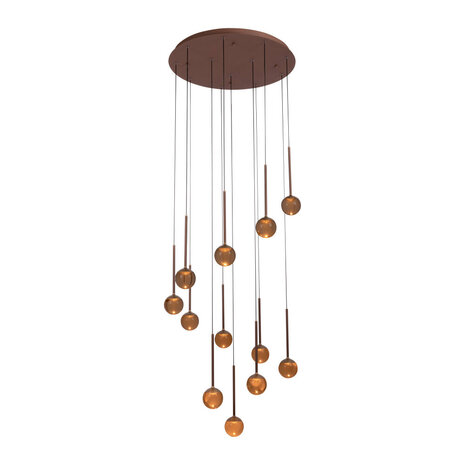 Lucide CALINA - Hanglamp - Ø 69,9 cm - LED Dimb. - CCT - 12x7W 2200K/3300K - Met vervangbare LED-module - Koffie - Premium