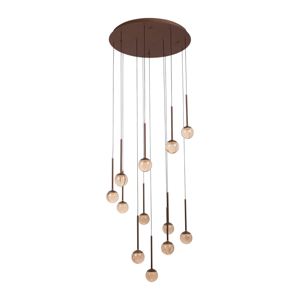 Lucide CALINA - Hanglamp - Ø 69,9 cm - LED Dimb. - CCT - 12x7W 2200K/3300K - Met vervangbare LED-module - Koffie - Premium
