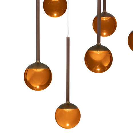Lucide CALINA - Hanglamp - Ø 69,9 cm - LED Dimb. - CCT - 12x7W 2200K/3300K - Met vervangbare LED-module - Koffie - Premium