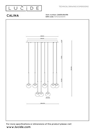 Lucide CALINA - Hanglamp - Ø 69,9 cm - LED Dimb. - CCT - 12x7W 2200K/3300K - Met vervangbare LED-module - Koffie - Premium