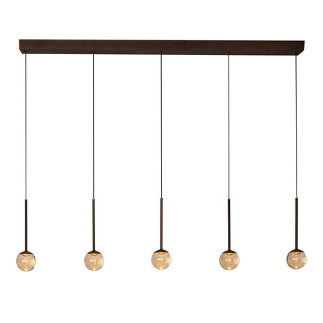 Lucide CALINA - Hanglamp - LED Dimb. - CCT - 5x8,2W 2200K/3300K - Met vervangbare LED-module - Koffie - Premium