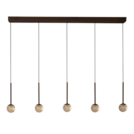 Lucide CALINA - Hanglamp - LED Dimb. - CCT - 5x8,2W 2200K/3300K - Met vervangbare LED-module - Koffie - Premium