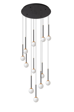 Lucide CALINA - Hanglamp - Ø 69,9 cm - LED Dimb. - 12x7,7W 2700K - Zwart - Premium Lucide CALINA - Hanglamp - Ø 69,9 cm - LED Dimb. - 12x7,7W 2700K - Zwart - Premium