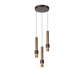 Lucide MARGARY - Hanglamp - Ø 28 cm - LED Dimb. - 3x4W 2700K - Koffie