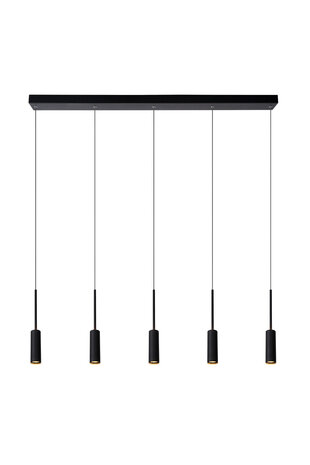 Lucide TUBULE - Hanglamp - LED - 5x7W 2700K - Zwart Lucide TUBULE - Hanglamp - LED - 5x7W 2700K - Zwart