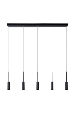 Lucide TUBULE - Hanglamp - LED - 5x7W 2700K - Zwart Lucide TUBULE - Hanglamp - LED - 5x7W 2700K - Zwart