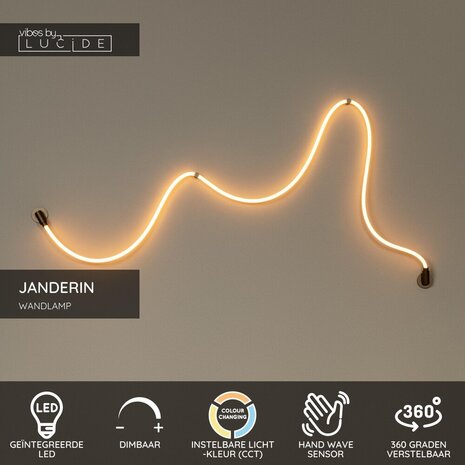 Lucide JANDERIN - Wandlamp - LED Dimb. - CCT - 1x48W 2200K/3300K - Handbewegingssensor - Champagne kleur - Vibes Lucide JANDERIN - Wandlamp - LED Dimb. - CCT - 1x48W 2200K/3300K - Handbewegingssensor - Champagne kleur - Vibes