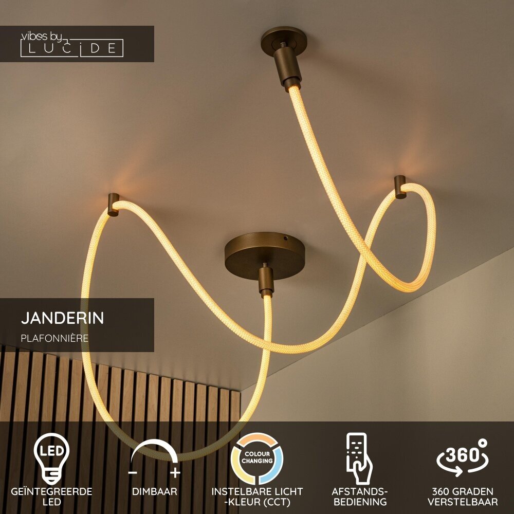 Lucide JANDERIN - Plafonnière - LED Dimb. - CCT - 1x36W 2200K/3300K - Champagne kleur - Vibes Lucide JANDERIN - Plafonnière - LED Dimb. - CCT - 1x36W 2200K/3300K - Champagne kleur - Vibes