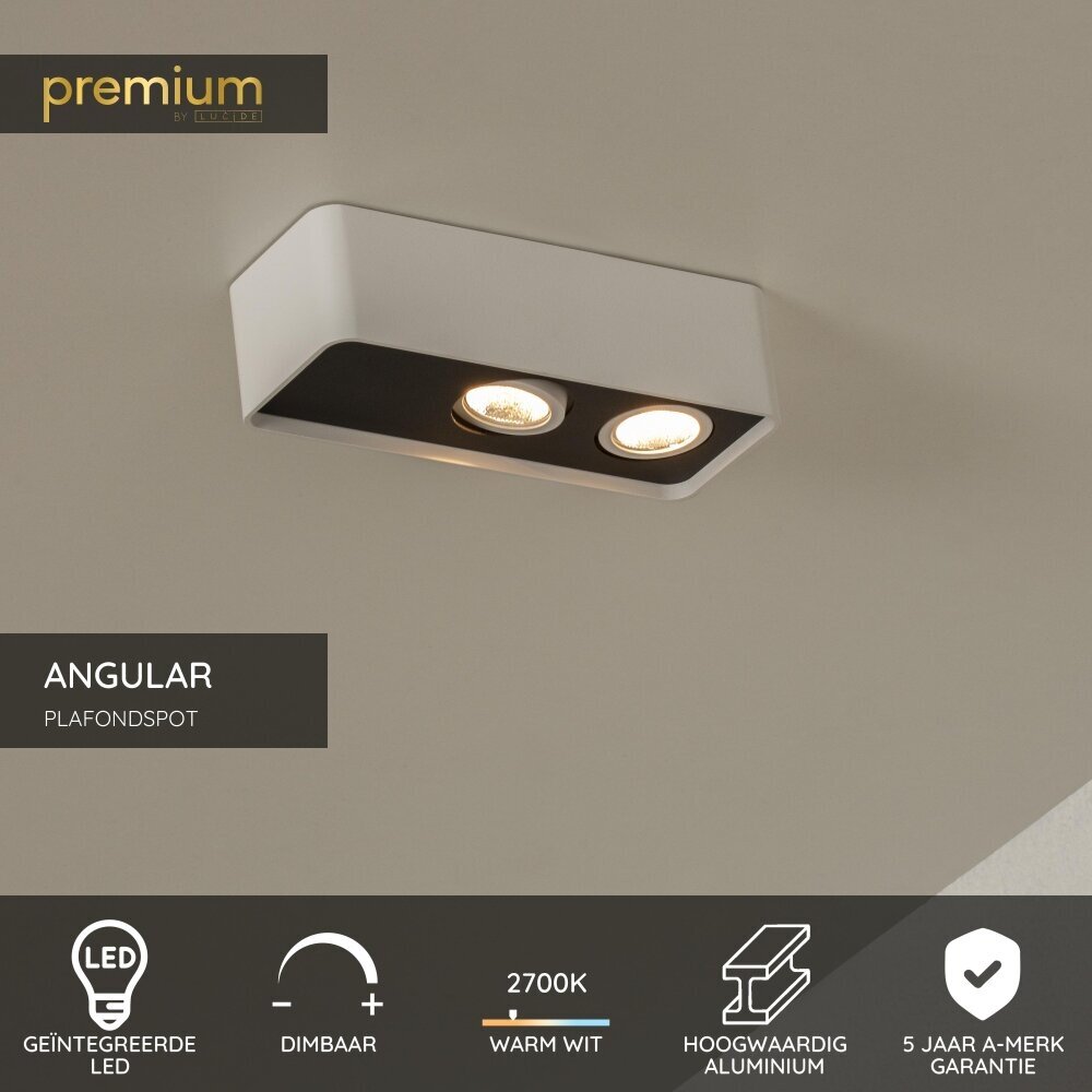 Lucide ANGULAR - Plafondspot - LED Dimb. - 2x5W 2700K - Wit - Premium Lucide ANGULAR - Plafondspot - LED Dimb. - 2x5W 2700K - Wit - Premium