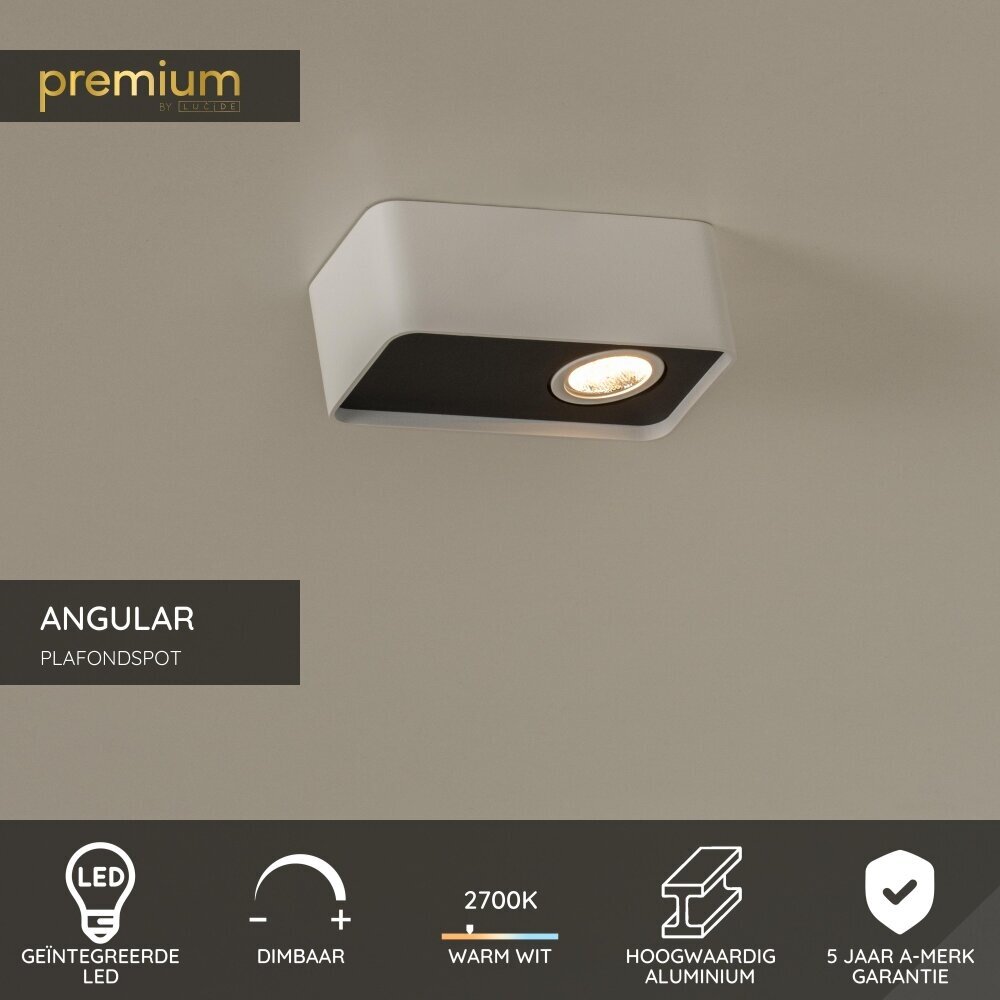 Lucide ANGULAR - Plafondspot - LED Dimb. - 1x6W 2700K - Wit - Premium Lucide ANGULAR - Plafondspot - LED Dimb. - 1x6W 2700K - Wit - Premium
