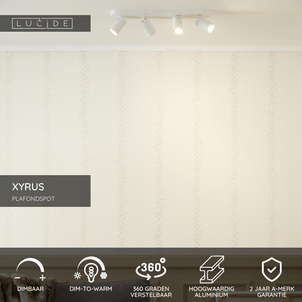 Lucide XYRUS - Plafondspot - LED Dim to warm - GU10 (MR16) - 4x5W 2200K/3000K - Wit