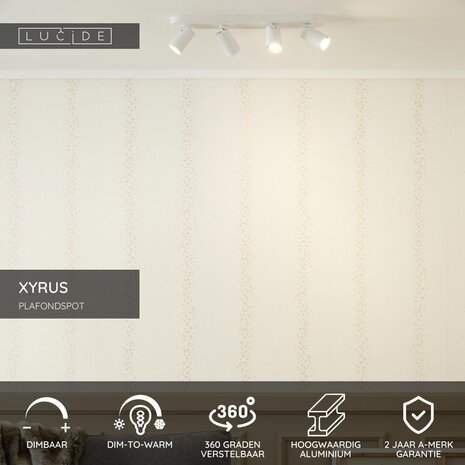 Lucide XYRUS - Plafondspot - LED Dim to warm - GU10 (MR16) - 4x5W 2200K/3000K - Wit