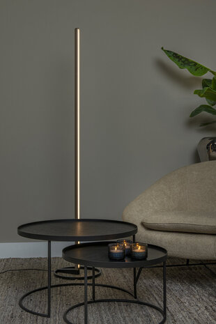 Lucide BRAGA - Vloerlamp - Ø 30 cm - LED Dimb. - CCT - 1x22W 2700K/4000K - Koffie - Premium